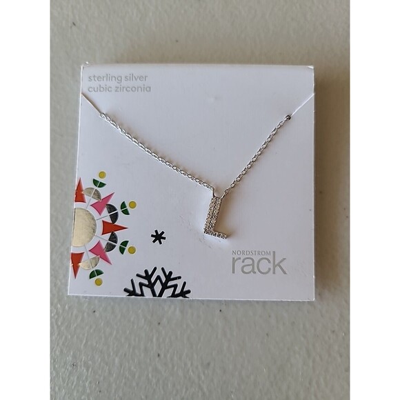 Nordstrom Rack  Cz Initial L Silver Pendant Necklace   NWT - Picture 3 of 6